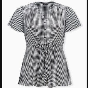 Torrid Georgette Tie-Front Flutter Sleeve Blouse